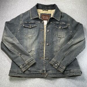 Cripple Creek Ranchwear Women's XL Denim Jacket Studded Rhinestone Cross Western